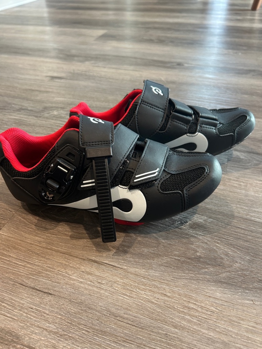 Peloton Black & Red Athletic Cycling Shoes with White Accent